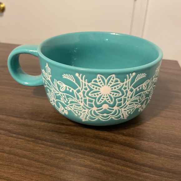 Starbucks 16 ounce Teal Floral Mug - Picture 4 of 4